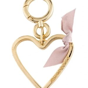 Burberry Gold Heart Keychain Bag Charm Pink Ribbon